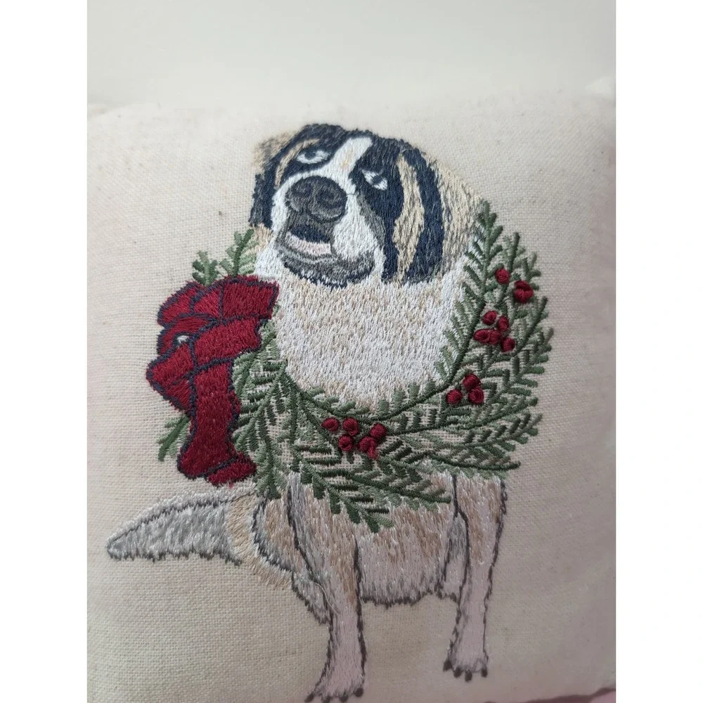 Cozy Shop Pair Of Embroidered Holiday Dog Pillows Each 9 x 10